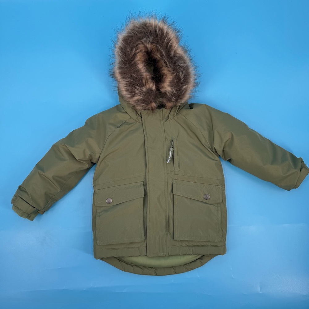 Toddler Solid Heavyweight Parka Jacket - Olive Green Sz. 2T